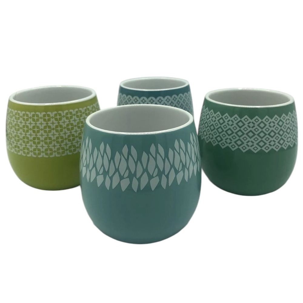 Set of 4 Steeped Tea Cove Collection Stoneware Tea Cups